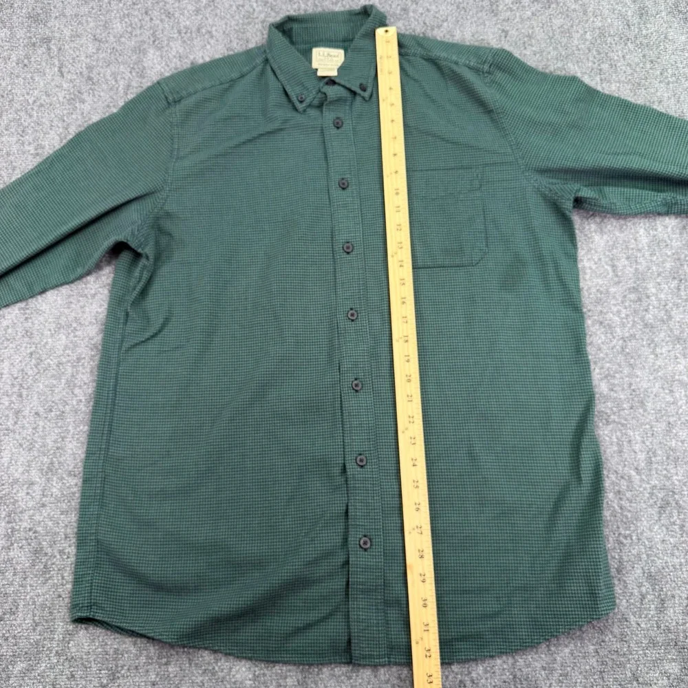 LL Bean Shirt Mens LT Tall Green Wicked Good Flannel Houndstooth Slightly Fitted